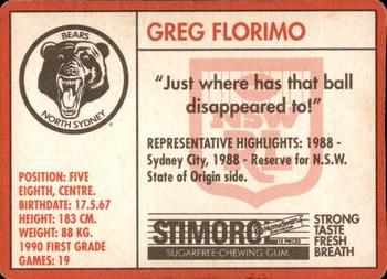 1991 Stimorol NRL #103 Greg Florimo Back